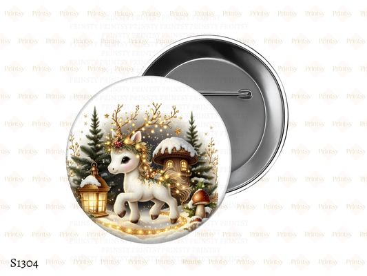 Christmas Unicorn BowBitz/Badges
