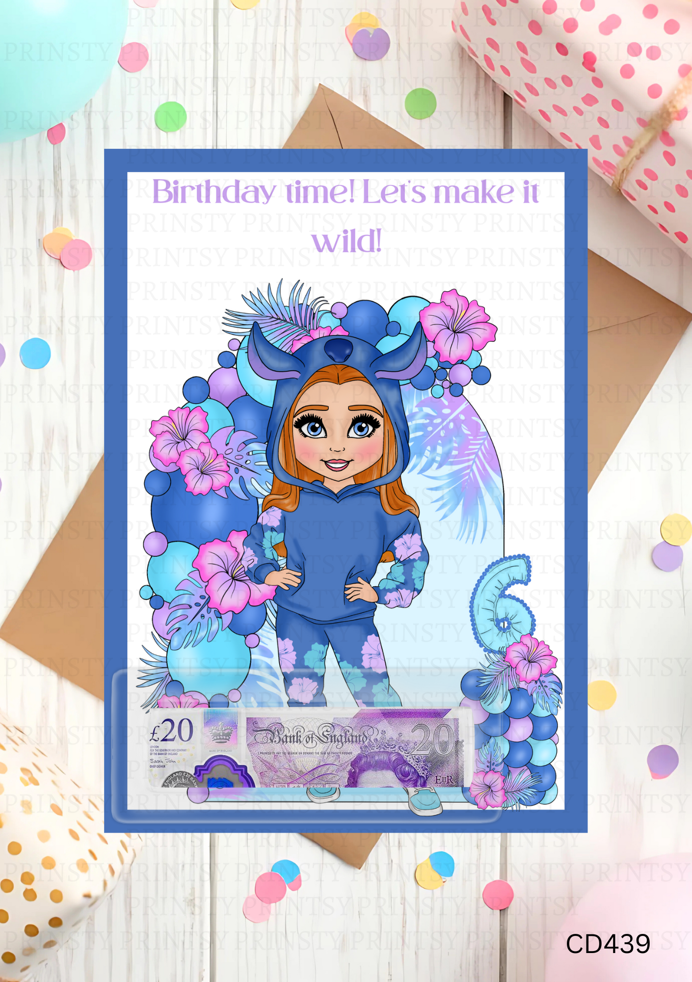 Blue Hawaiian Dolly Money Card
