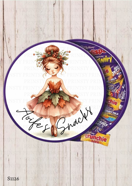 Autumn Ballerina Chocolate Tub Sticker