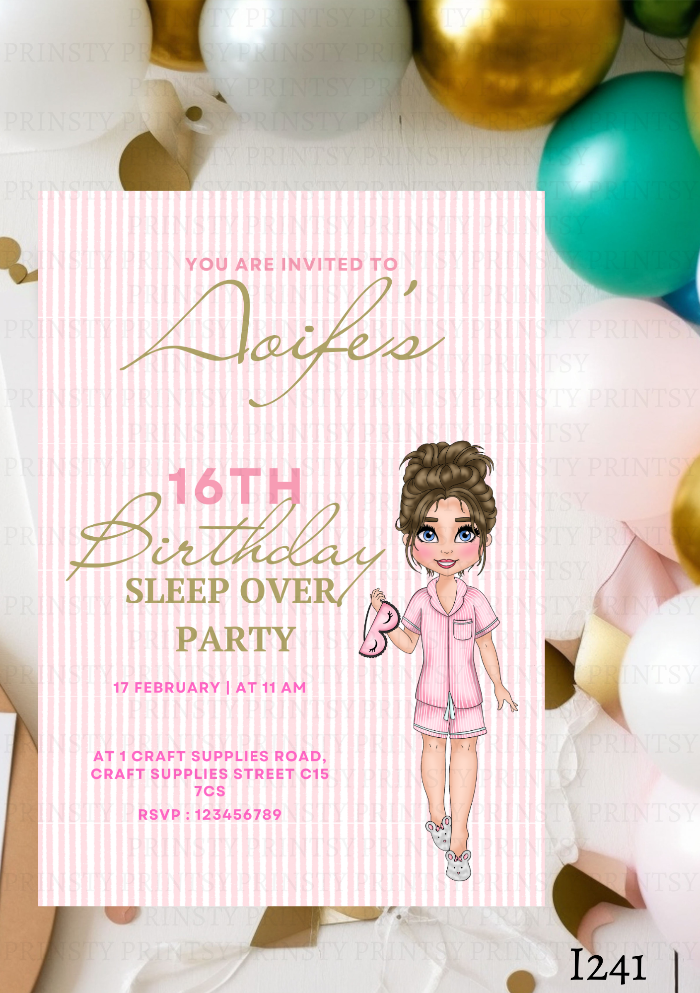 Sleep Over Dolly Invite