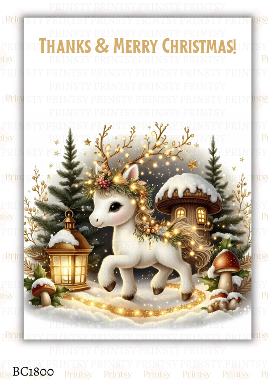 Christmas Unicorn Bow Card