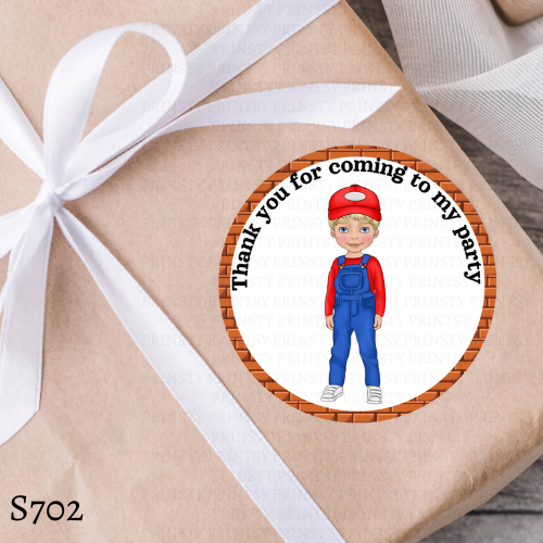 Green and Red Dungarees Dude Thank You Birthday Sticker Sheet