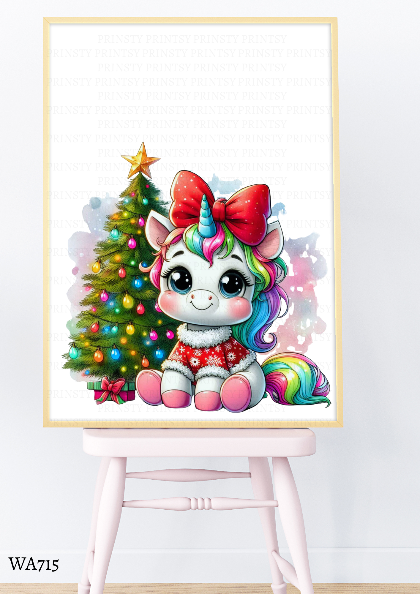 Christmas Unicorn Wall Art