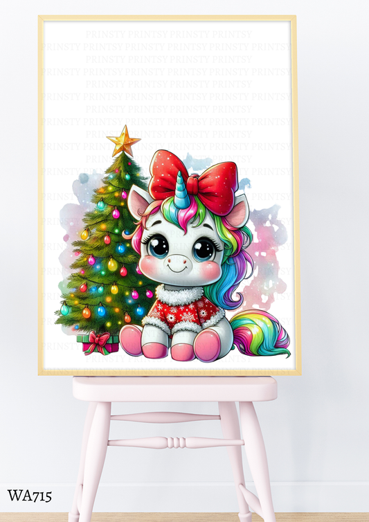 Christmas Unicorn Wall Art