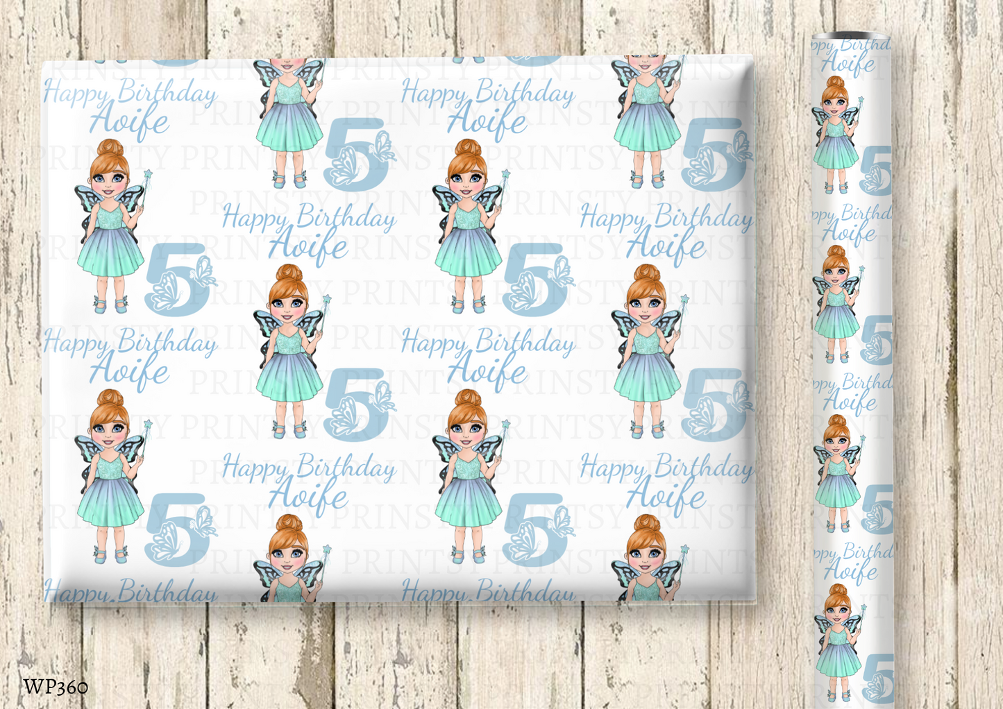 Bue Butterfly Dolly Wrapping Paper
