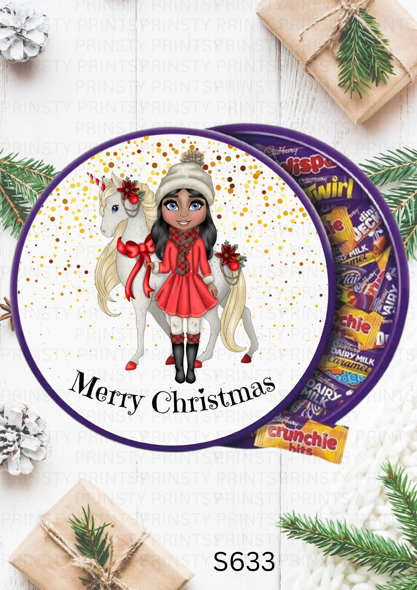 Dolly Christmas Chocolate Tub Sticker