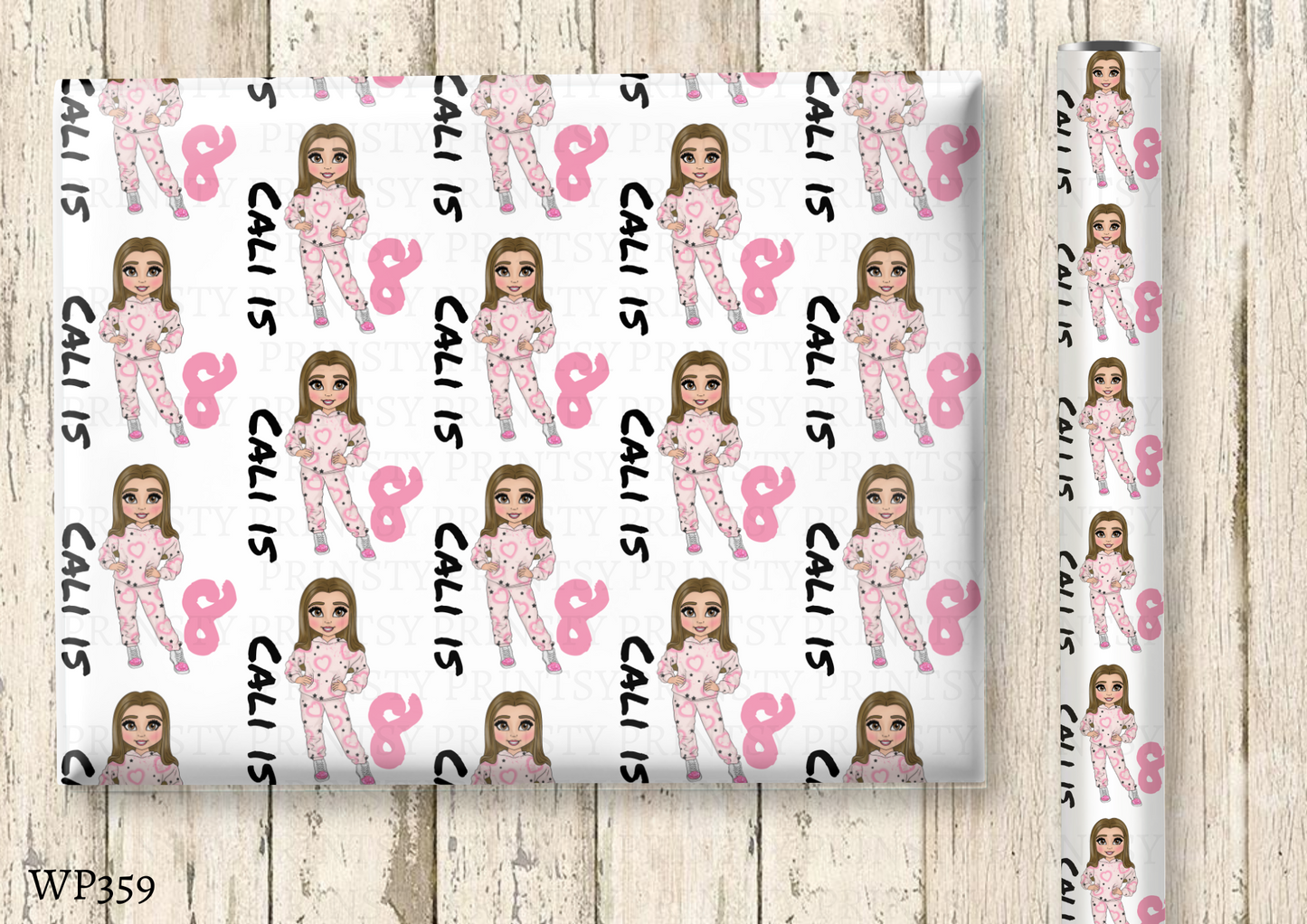 Pink Heart Graffiti Dolly Wrapping Paper