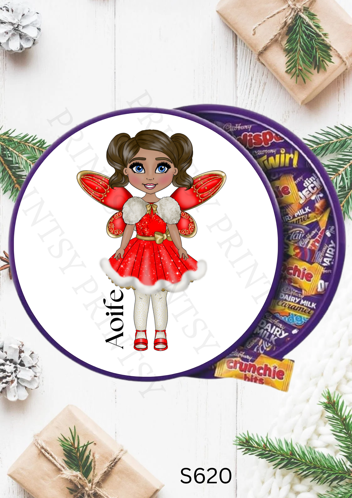 Christmas Fairy Chocolate Tub Sticker