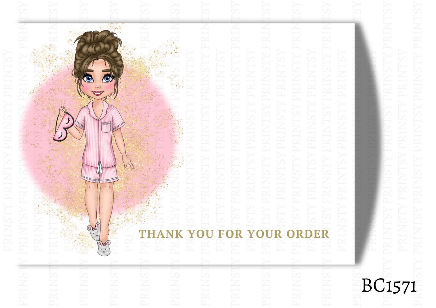 Sleep Over Dolly Bow Card