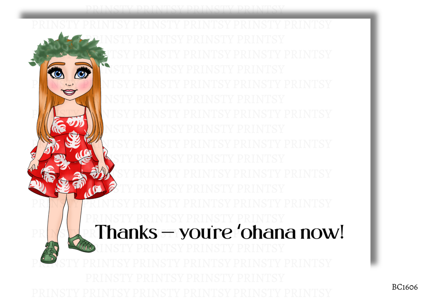 Red Hawaiian Dolly Bow Card