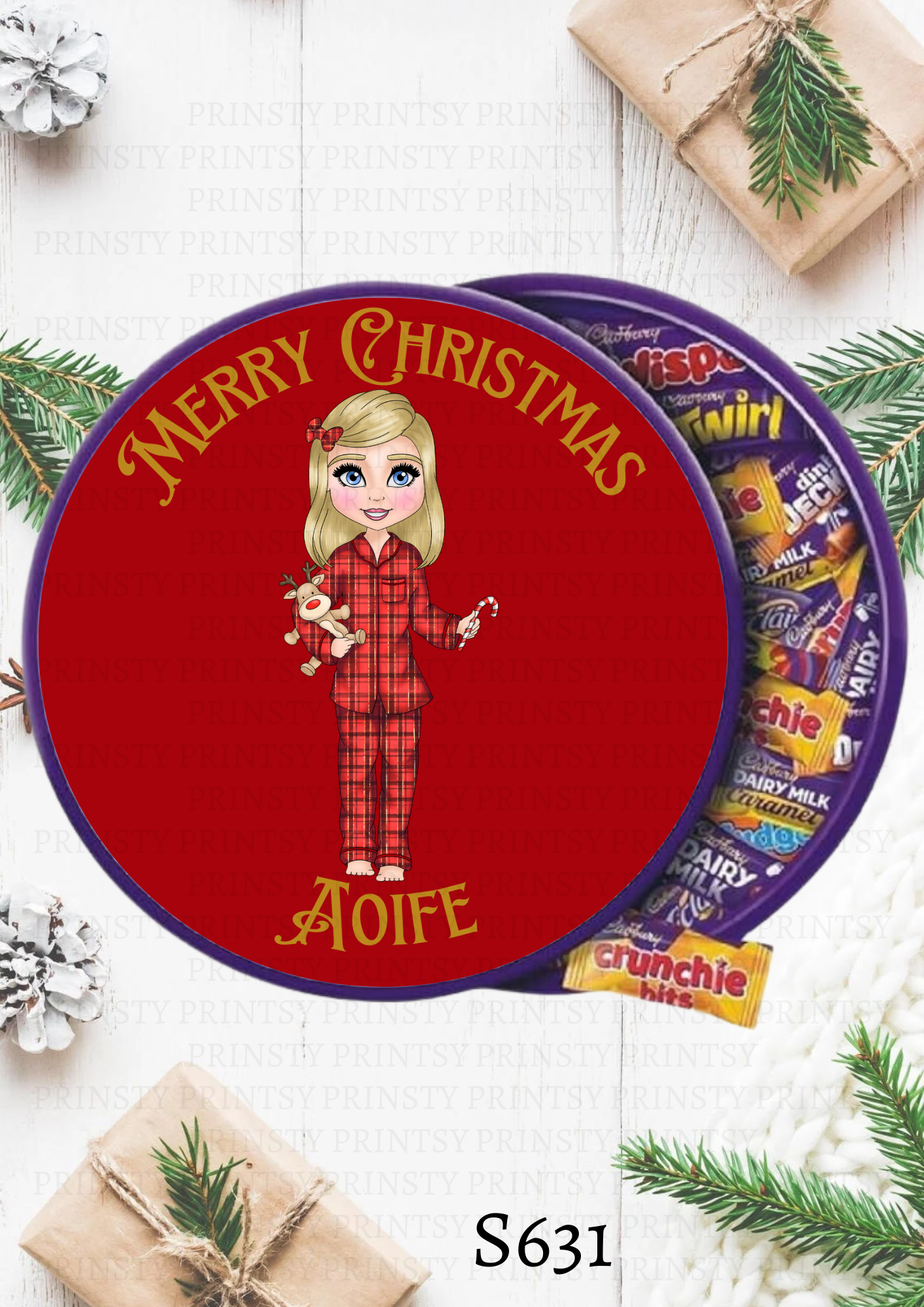 Christmas Dolly Chocolate Tub Sticker