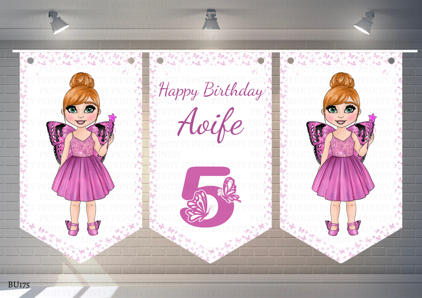 Pink Butterfly Dolly Bunting