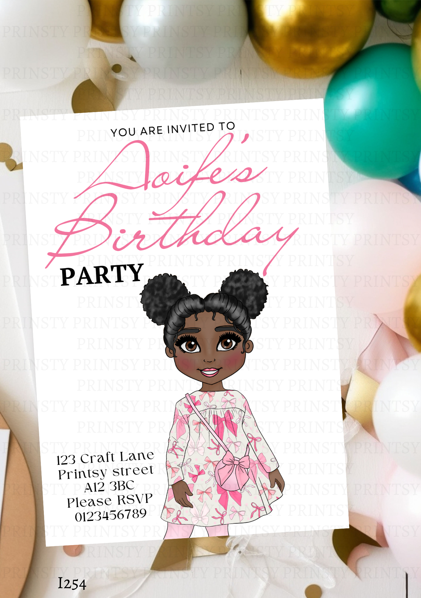 Bow Print Dolly Invite
