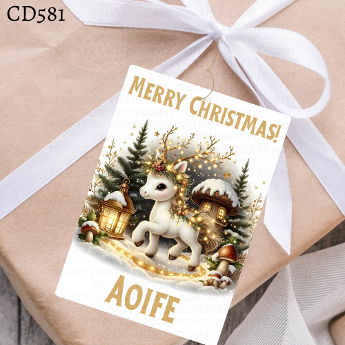 Christmas Unicorn Gift Label