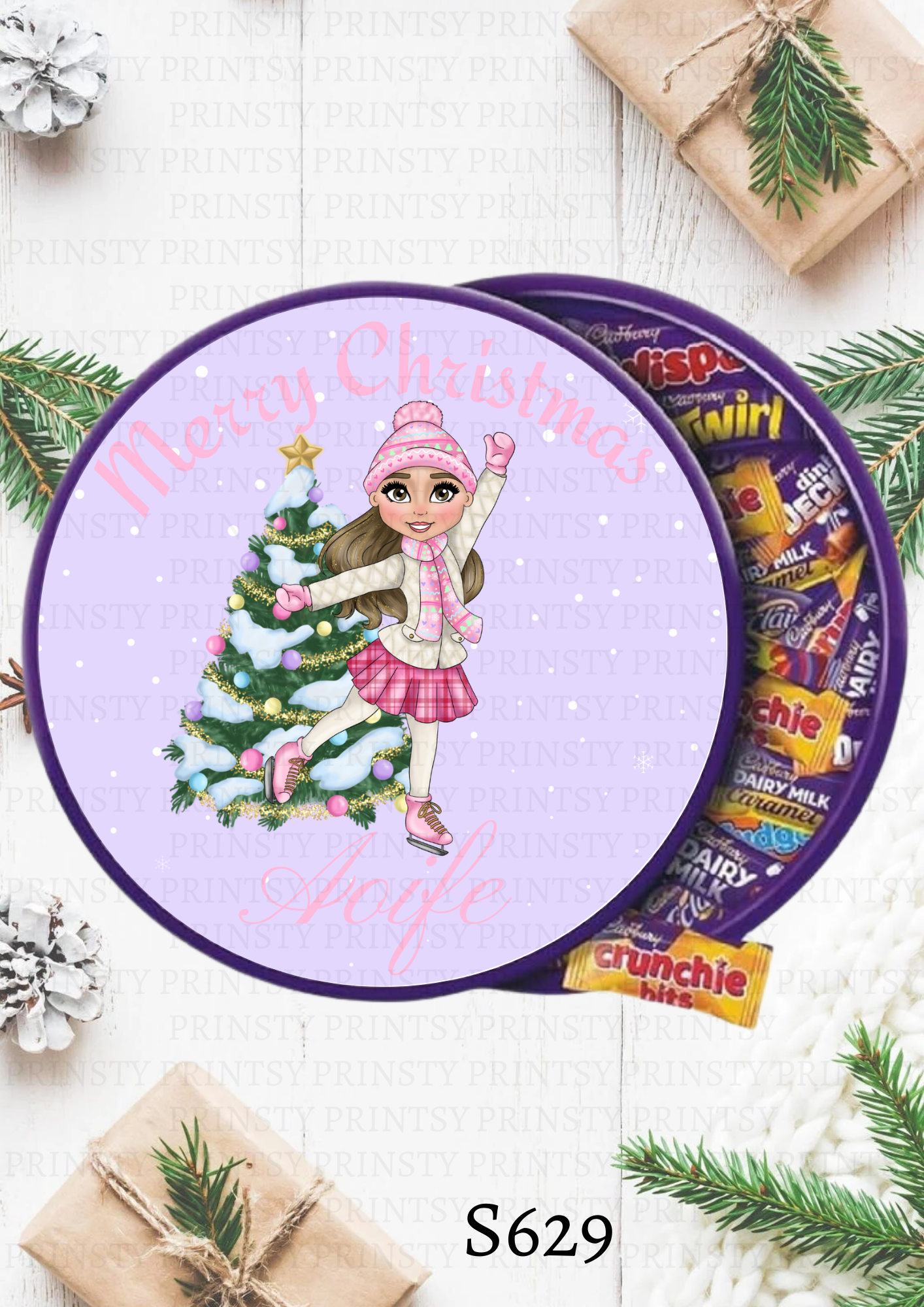 Ice Skating Dolly Chocolate Tub Sticker