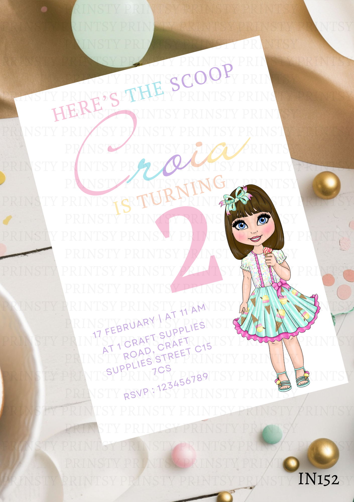 Ice Cream Dolly Invite