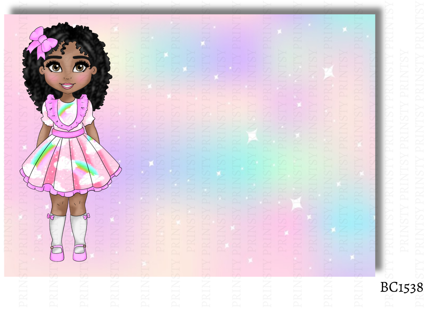 Rainbow Dolly Bow Card