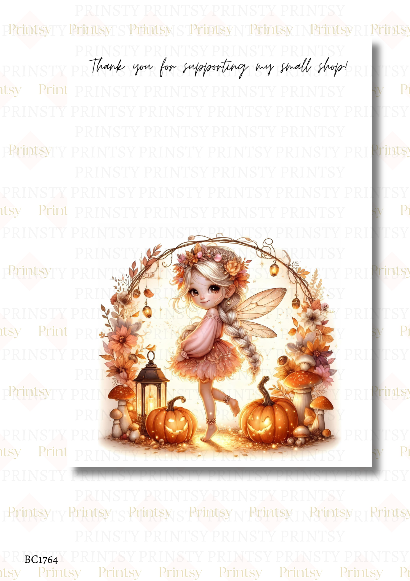Cute Autumn Fairy Bow Card