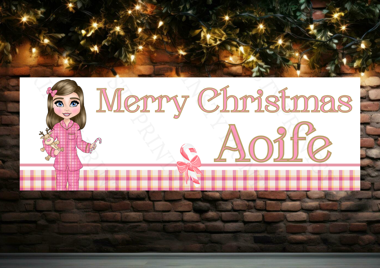 Pink Pj's Christmas Dolly Banner