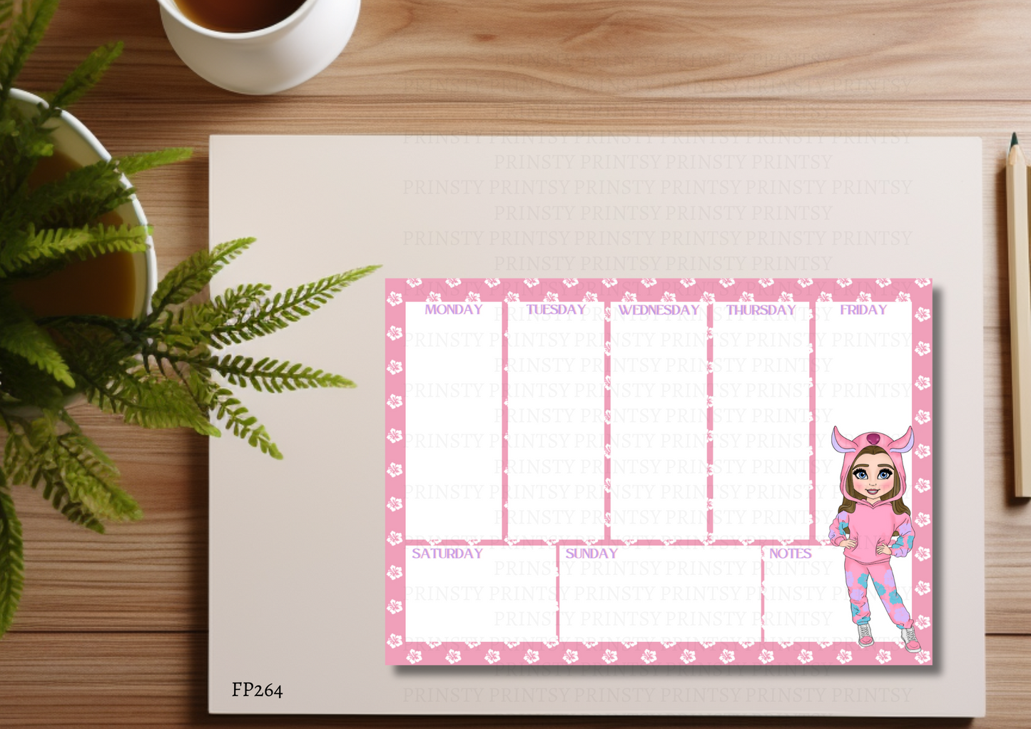 Pink Hawaiian Dolly Weekly Planner