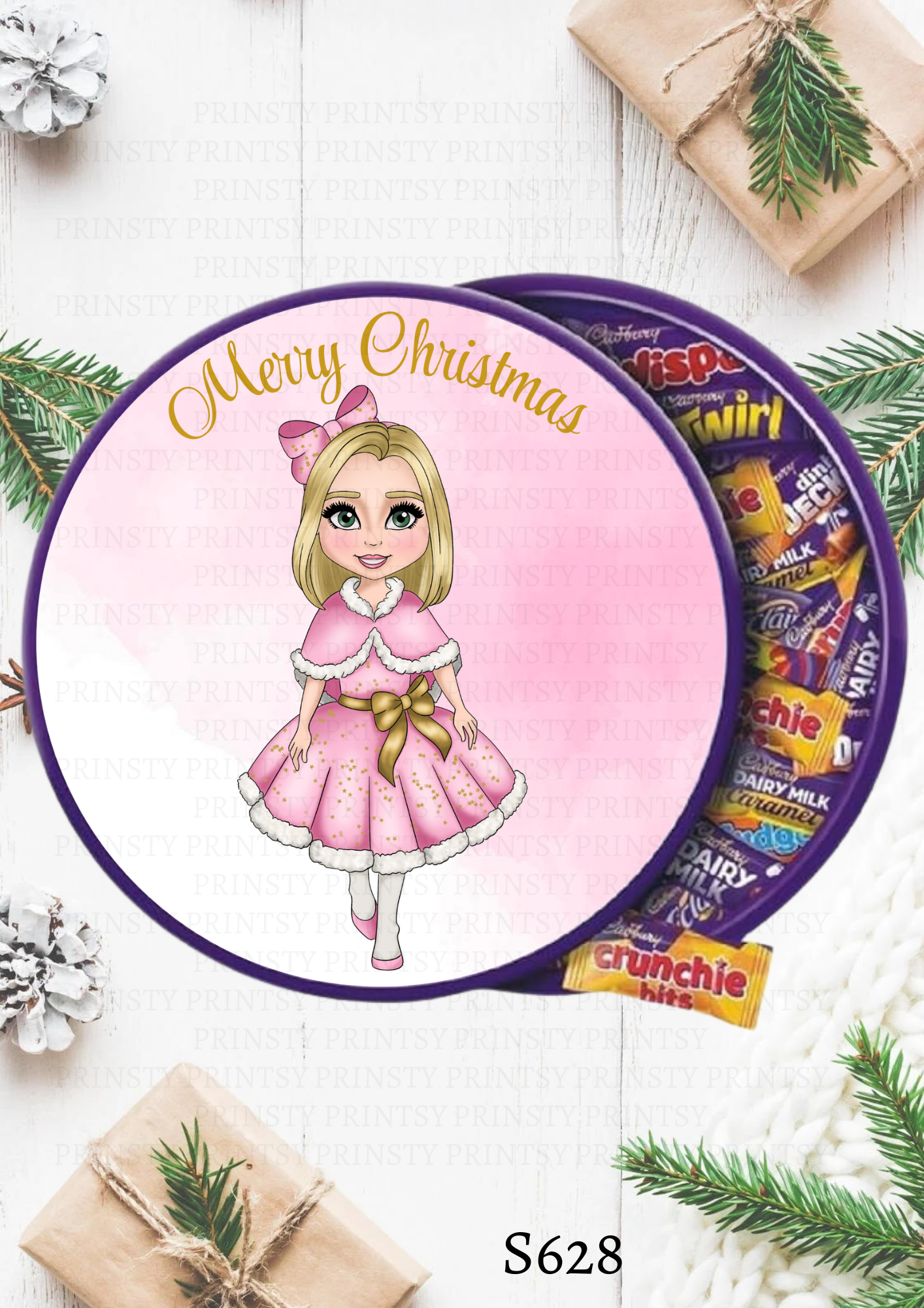 Christmas Dolly Chocolate Tub Sticker