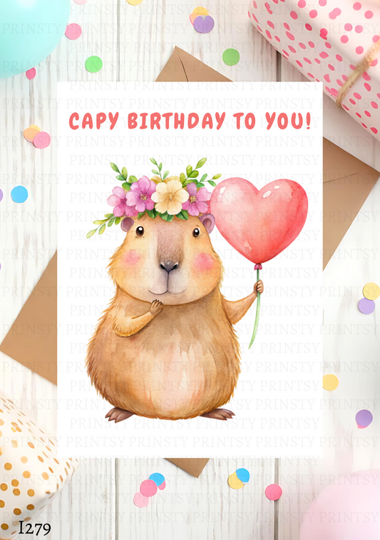 Capybara Celebration Card