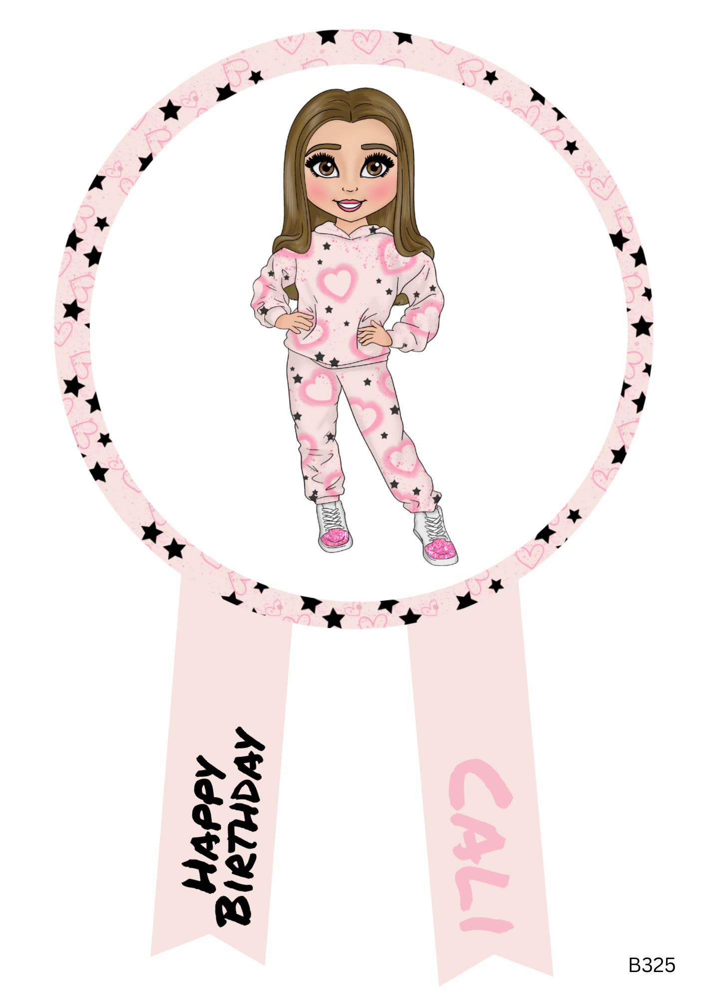 Pink Heart Graffiti Dolly Badge