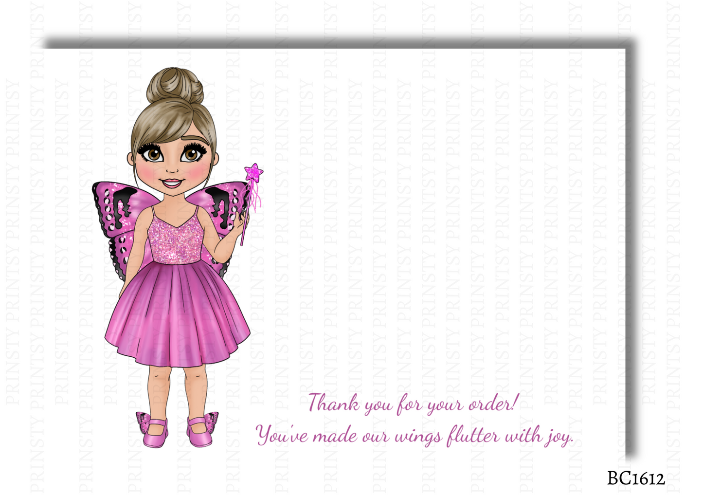 Pink Butterfly Dolly Bow Card