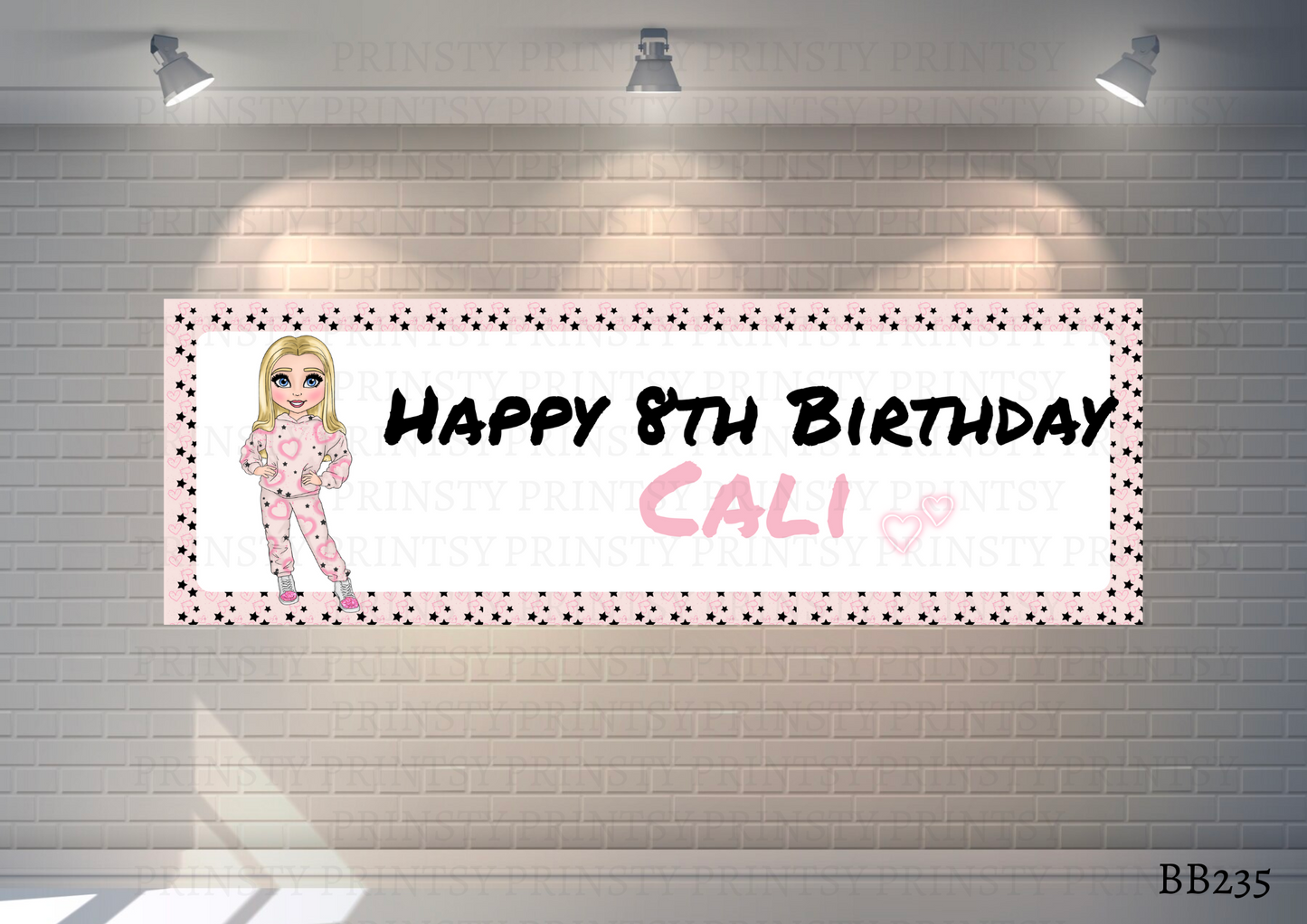 Pink Heart Graffiti Dolly Banner