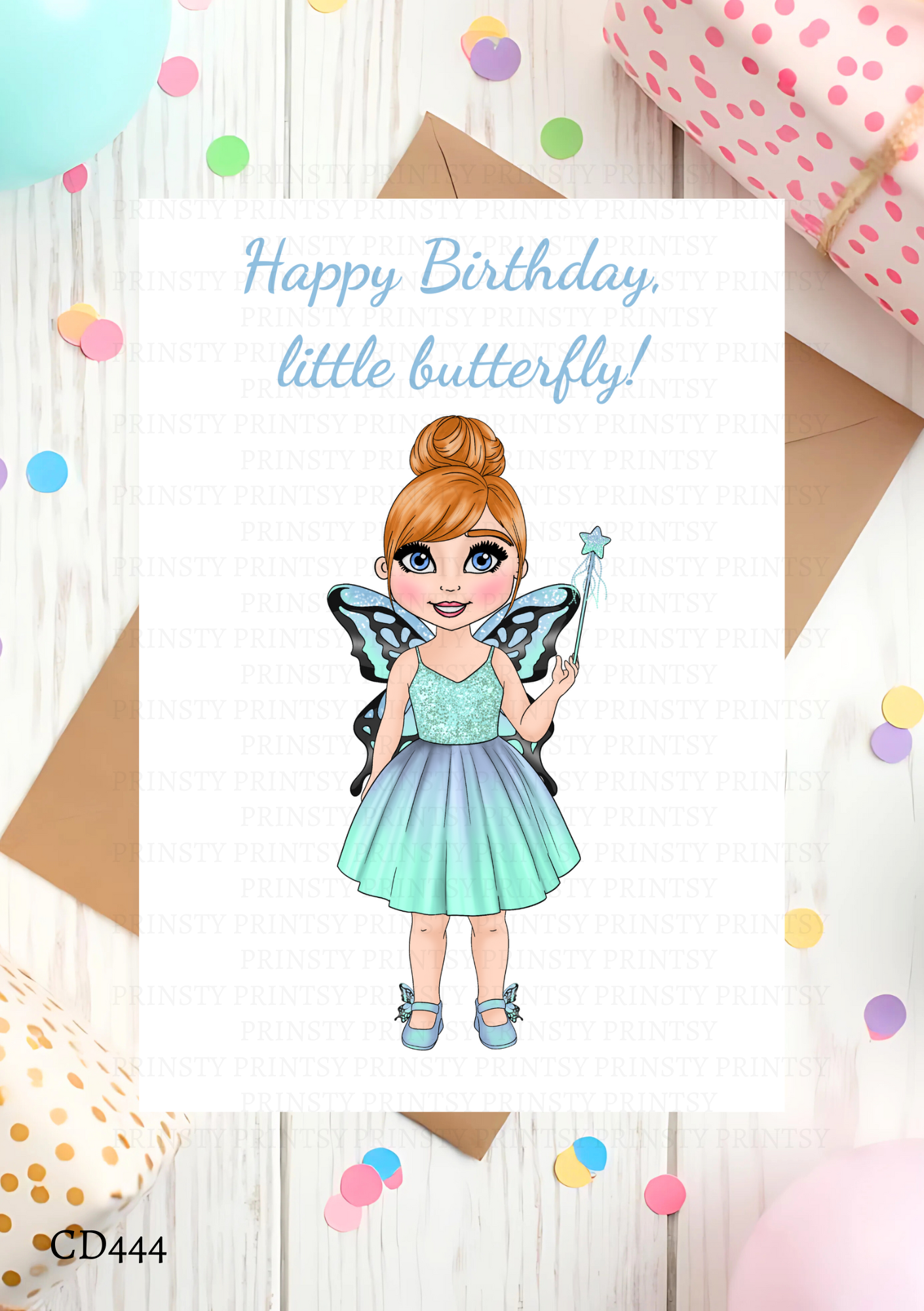 Blue Butterfly Dolly Celebration Card