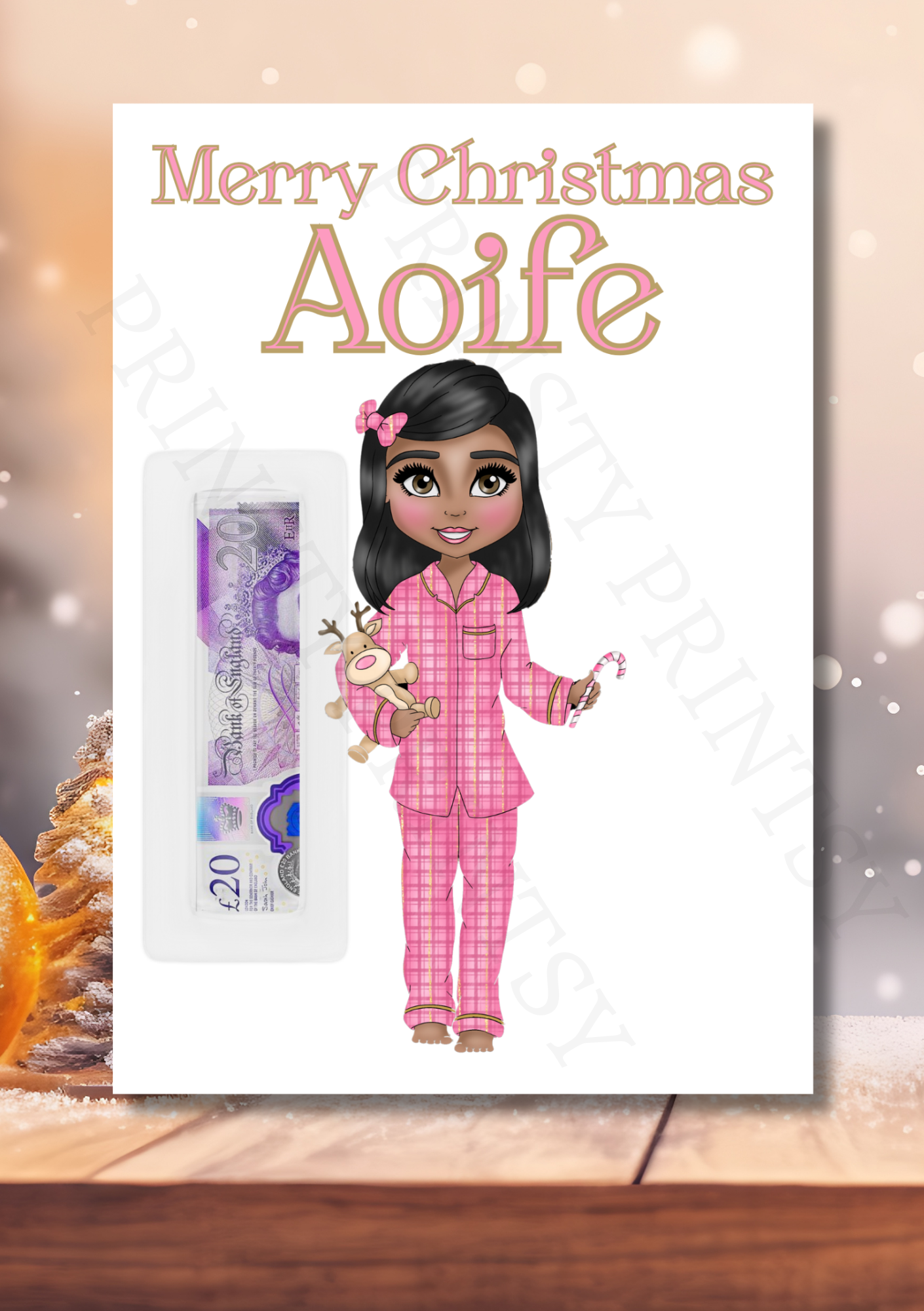 Pink Pj's Christmas Dolly Money Card