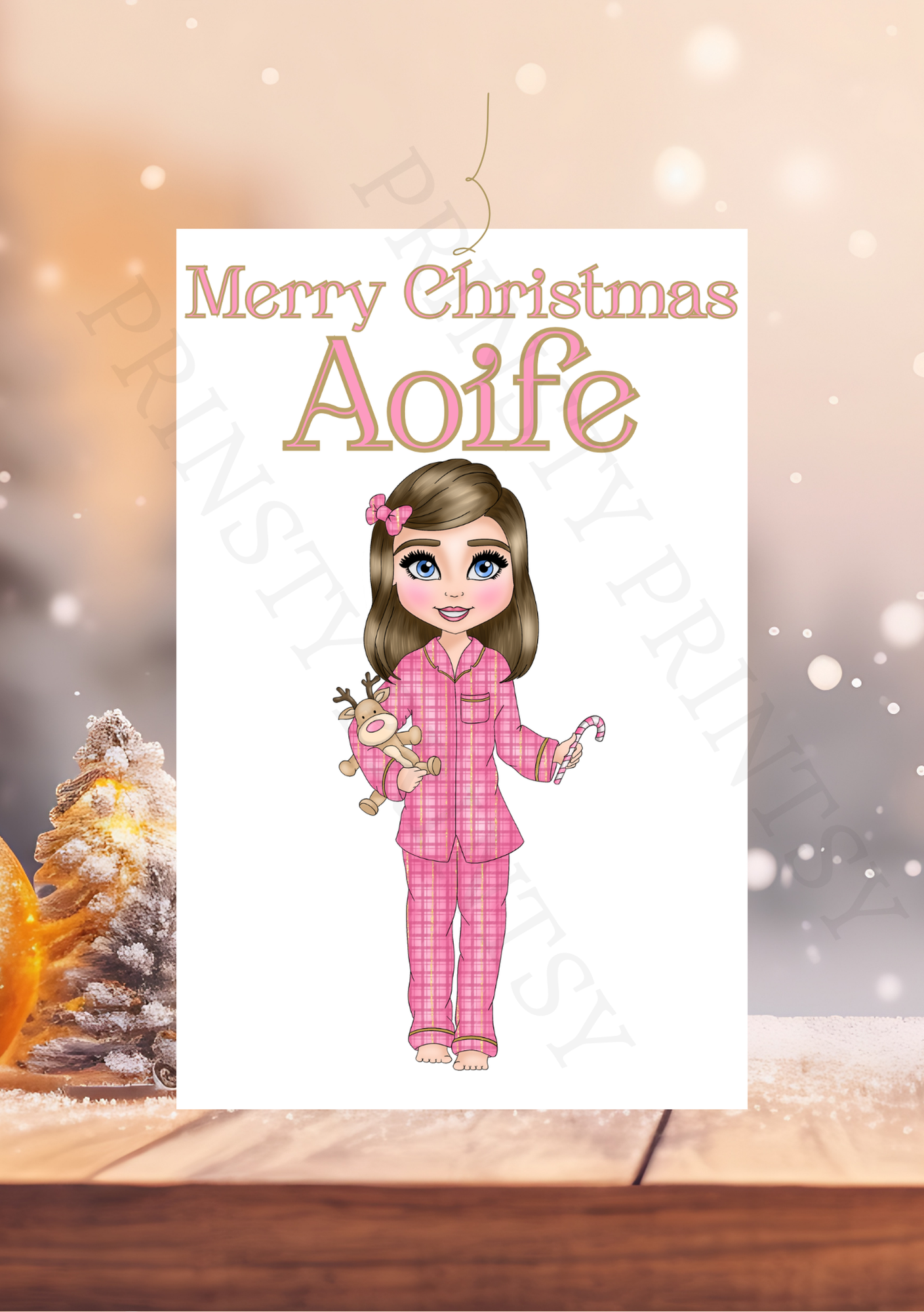 Pink Pj's Christmas Dolly Gift Label