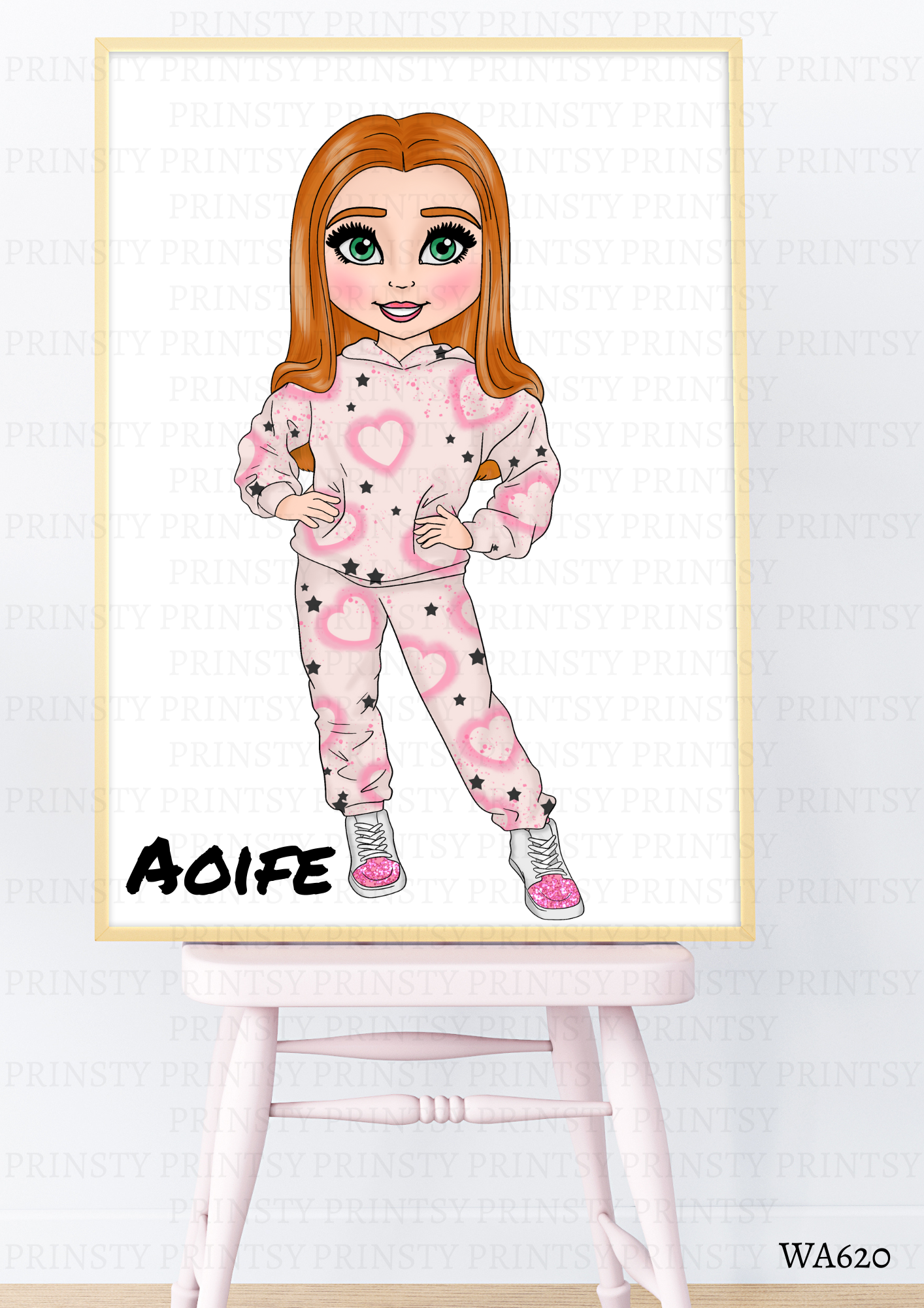 Pink Heart Graffiti Dolly Wall Art