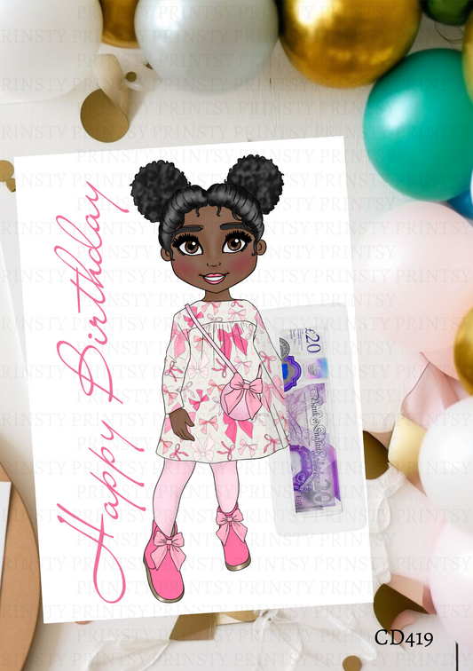Bow Print Dolly Money Card