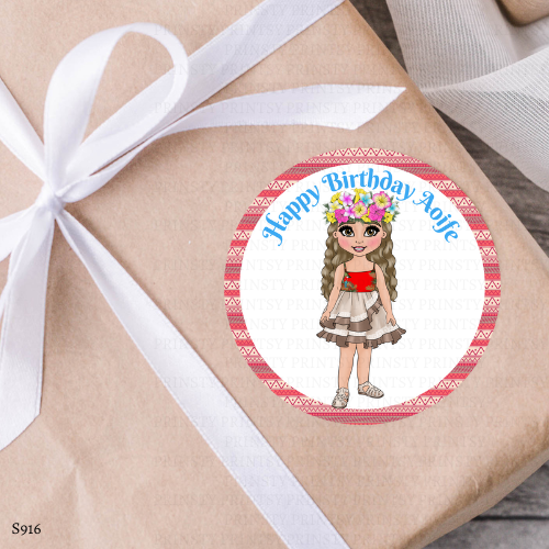 Polynesian Dolly Birthday Sticker Sheet