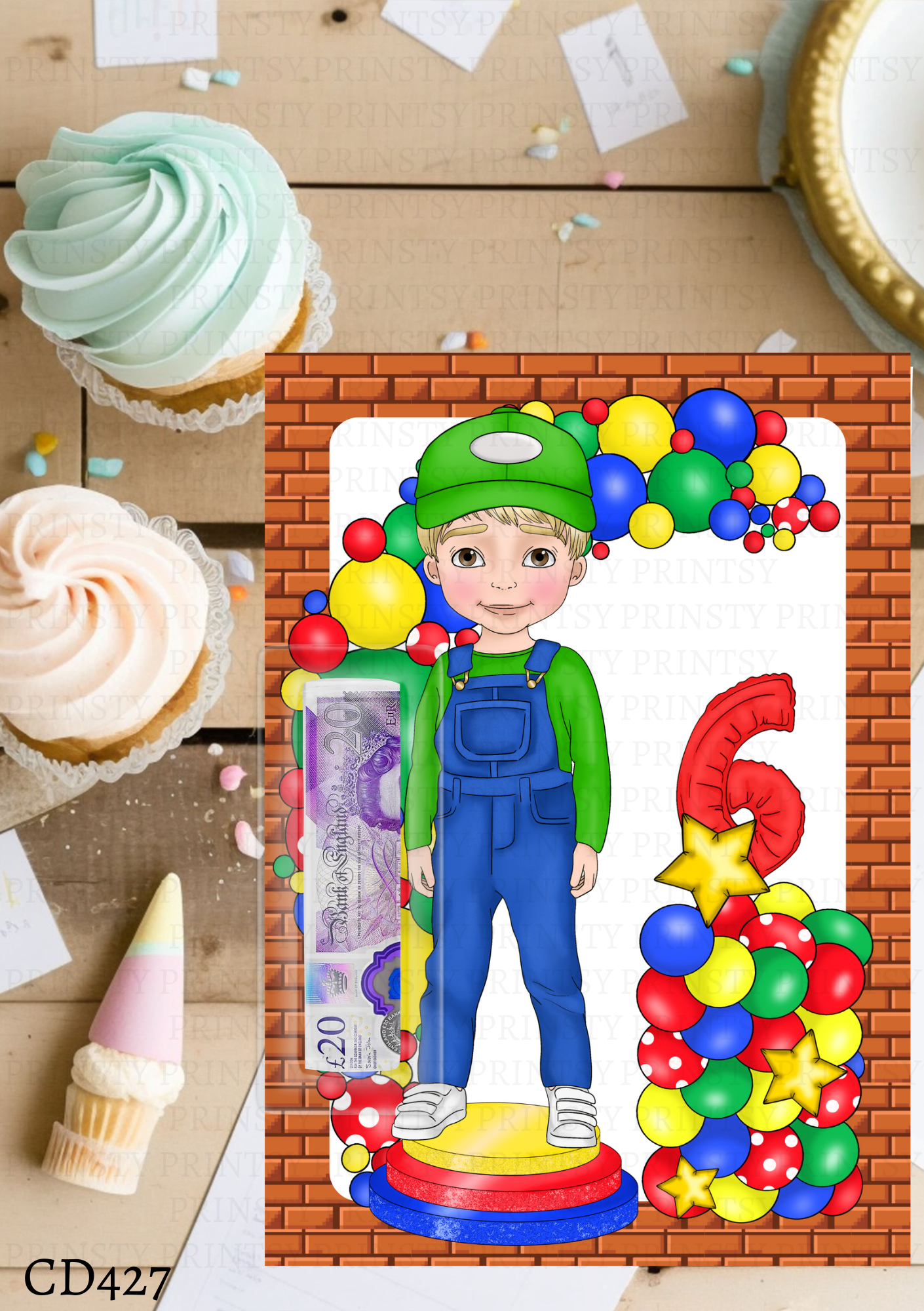 Green and Red Dungarees Dude Money Card