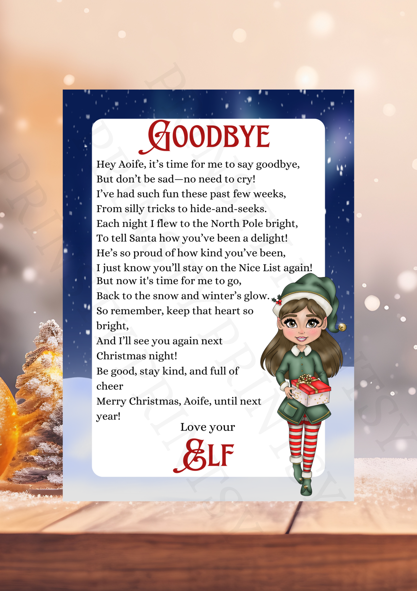 Goodbye Elf Letter