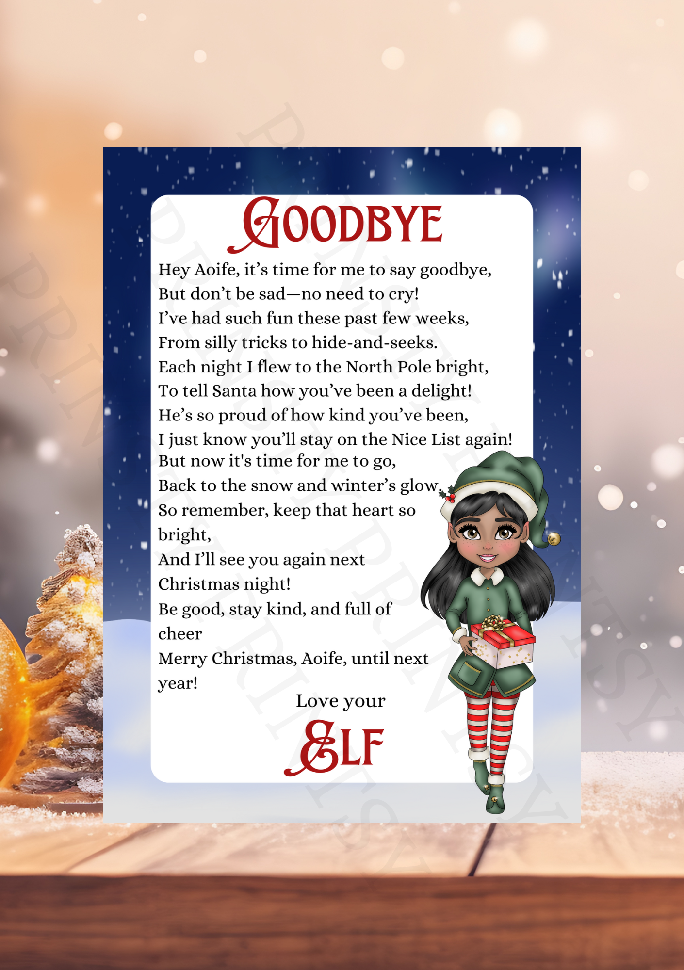 Goodbye Elf Letter