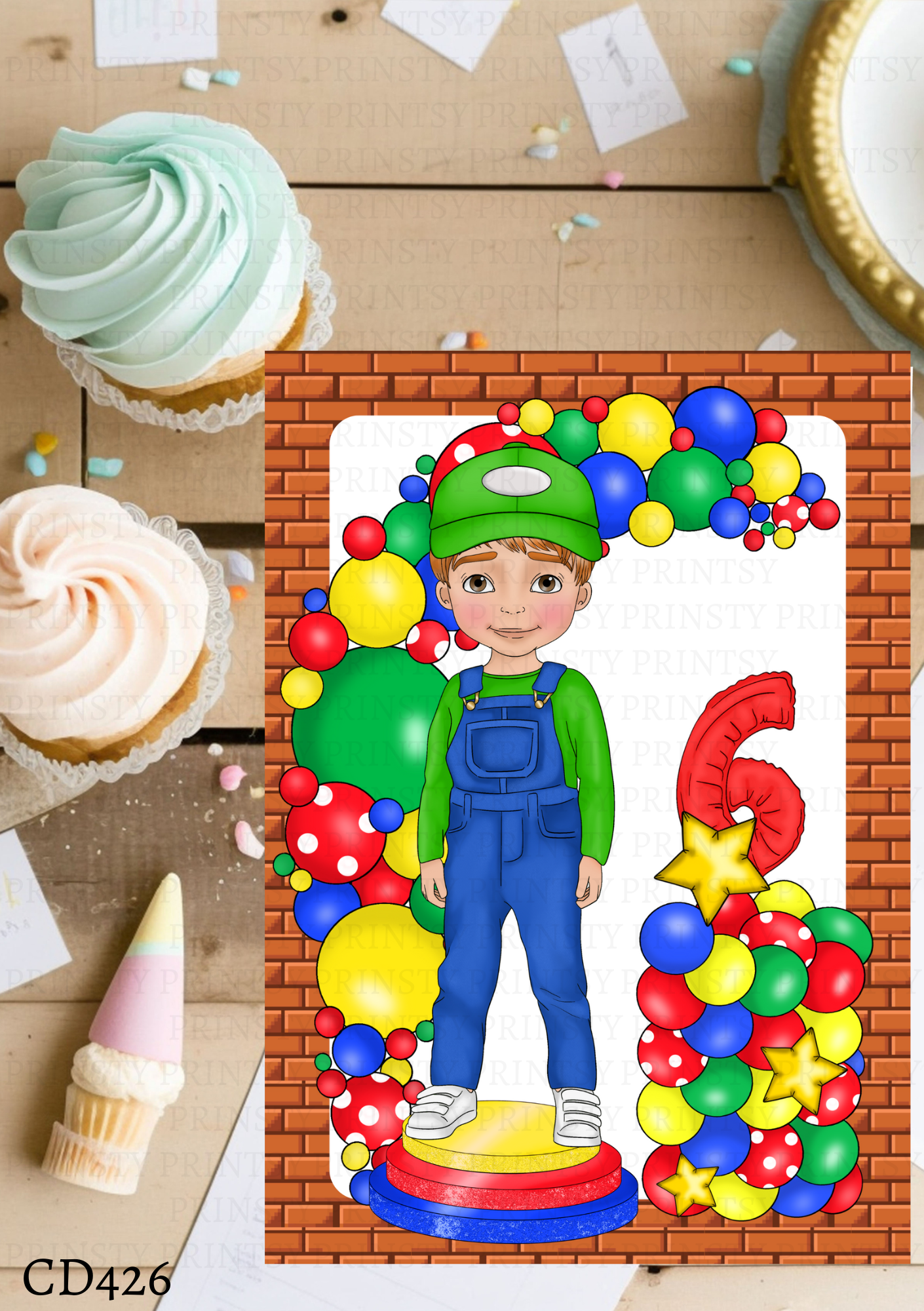 Green and Red Dungarees Dude Celebration Card