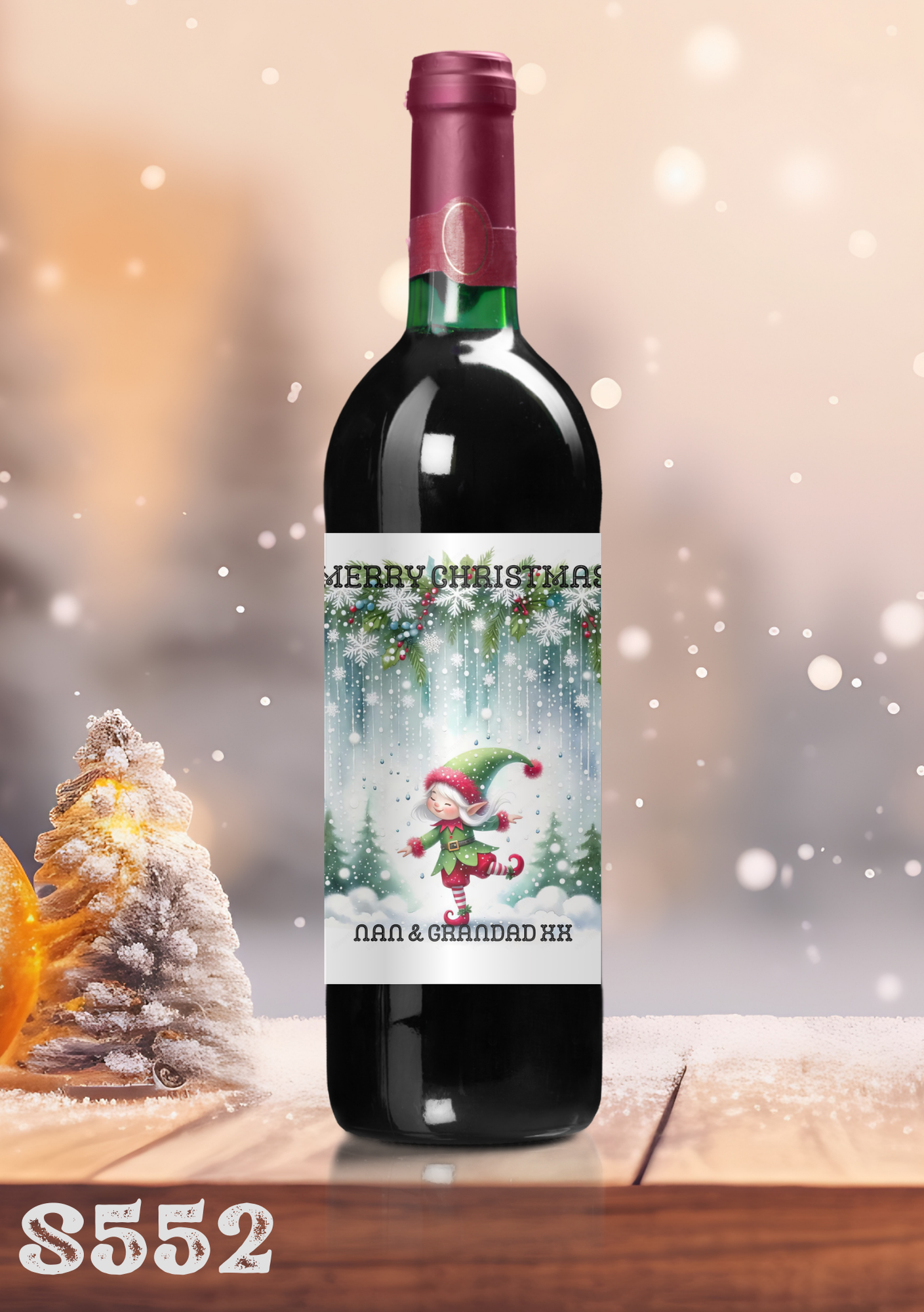 Christmas Elf Wine Bottle Sticker