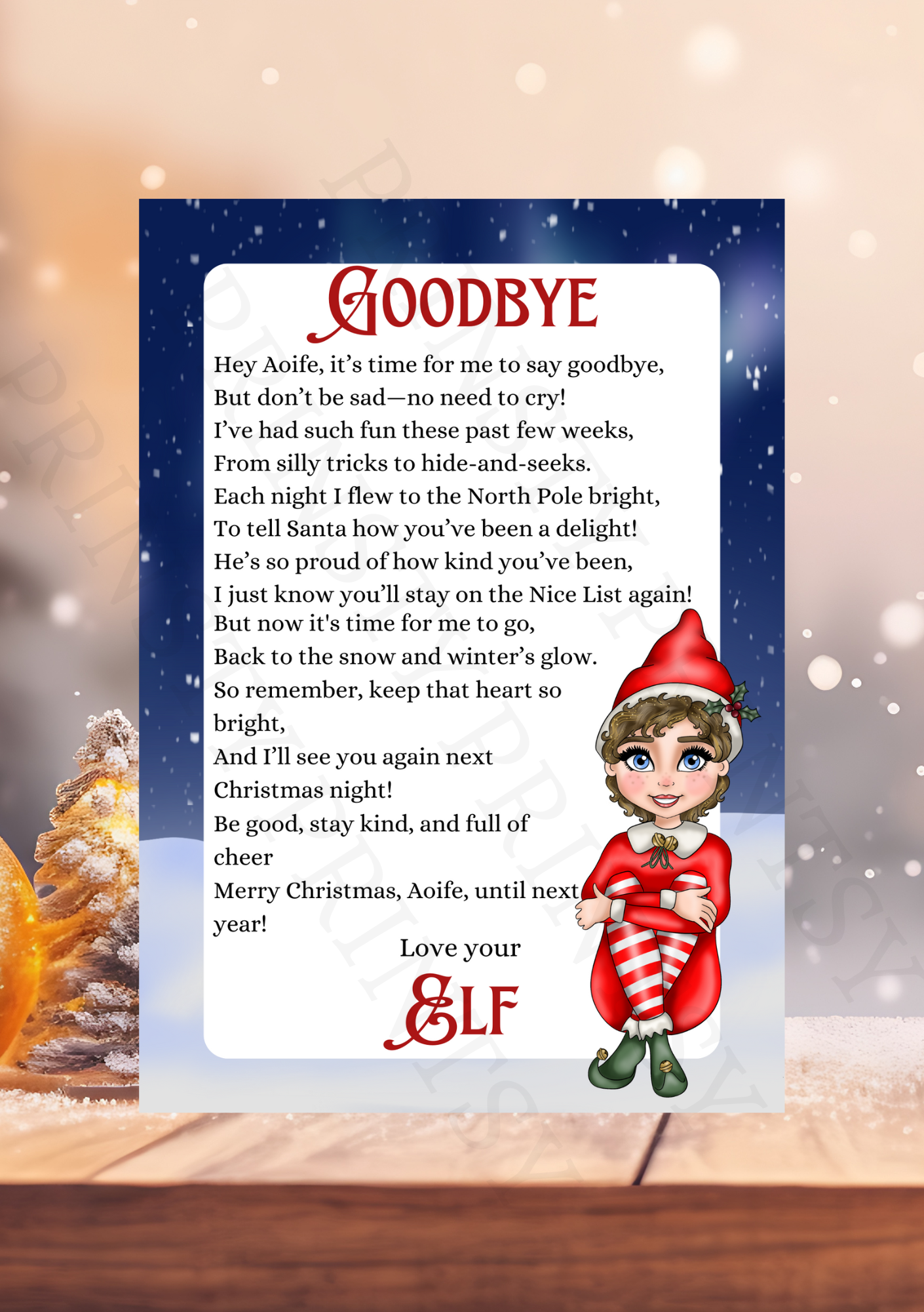 Goodbye Elf Letter