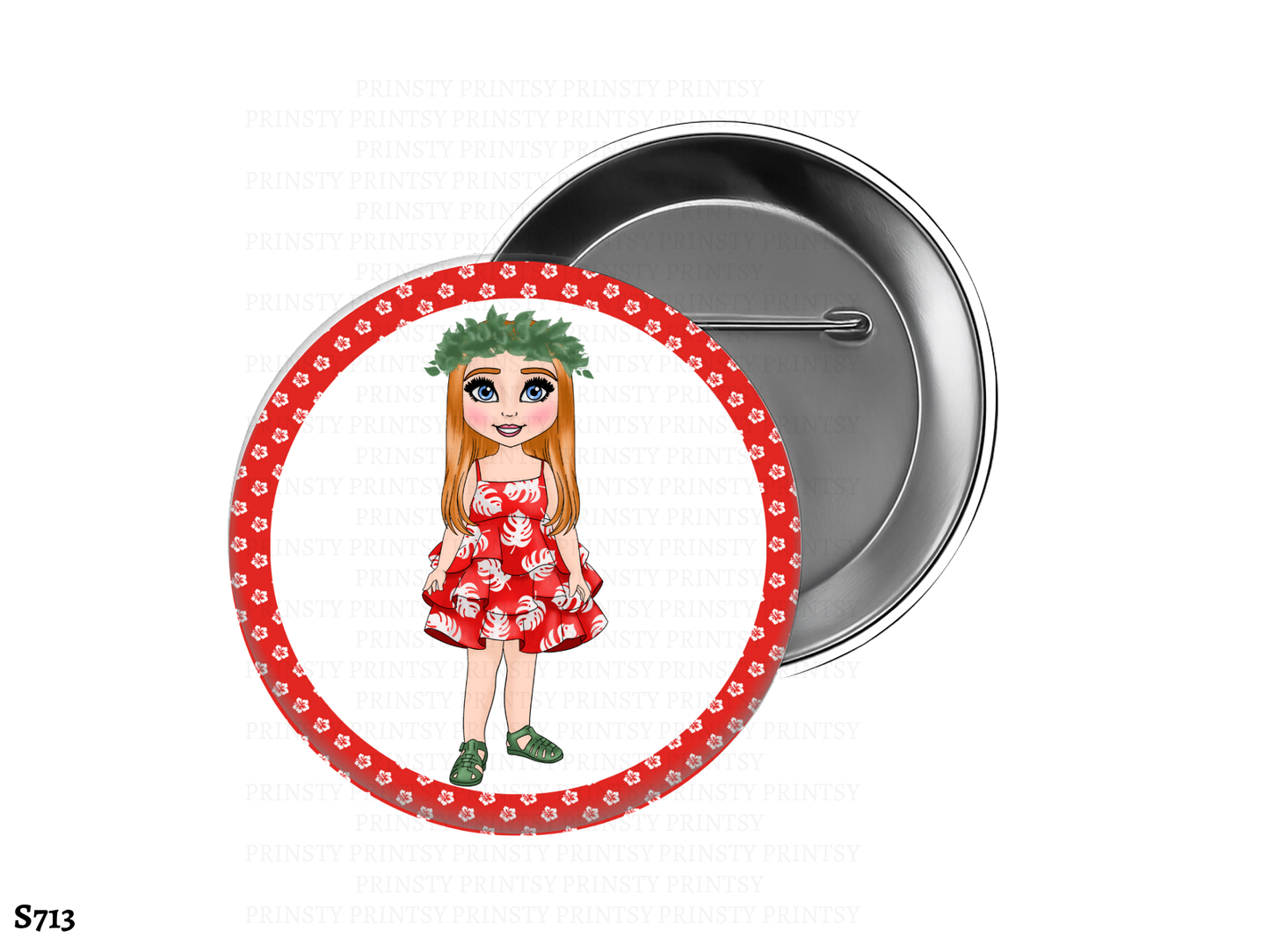 Red Hawaiian Dolly BowBitz/Badges