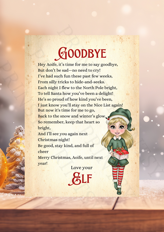 Goodbye Elf Letter