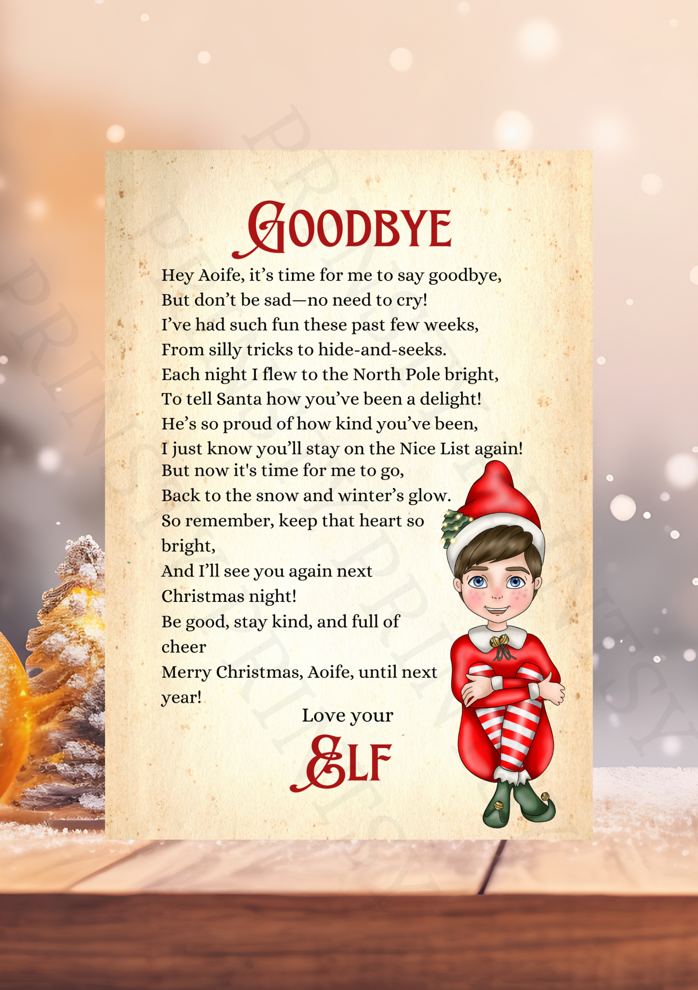 Goodbye Elf Letter