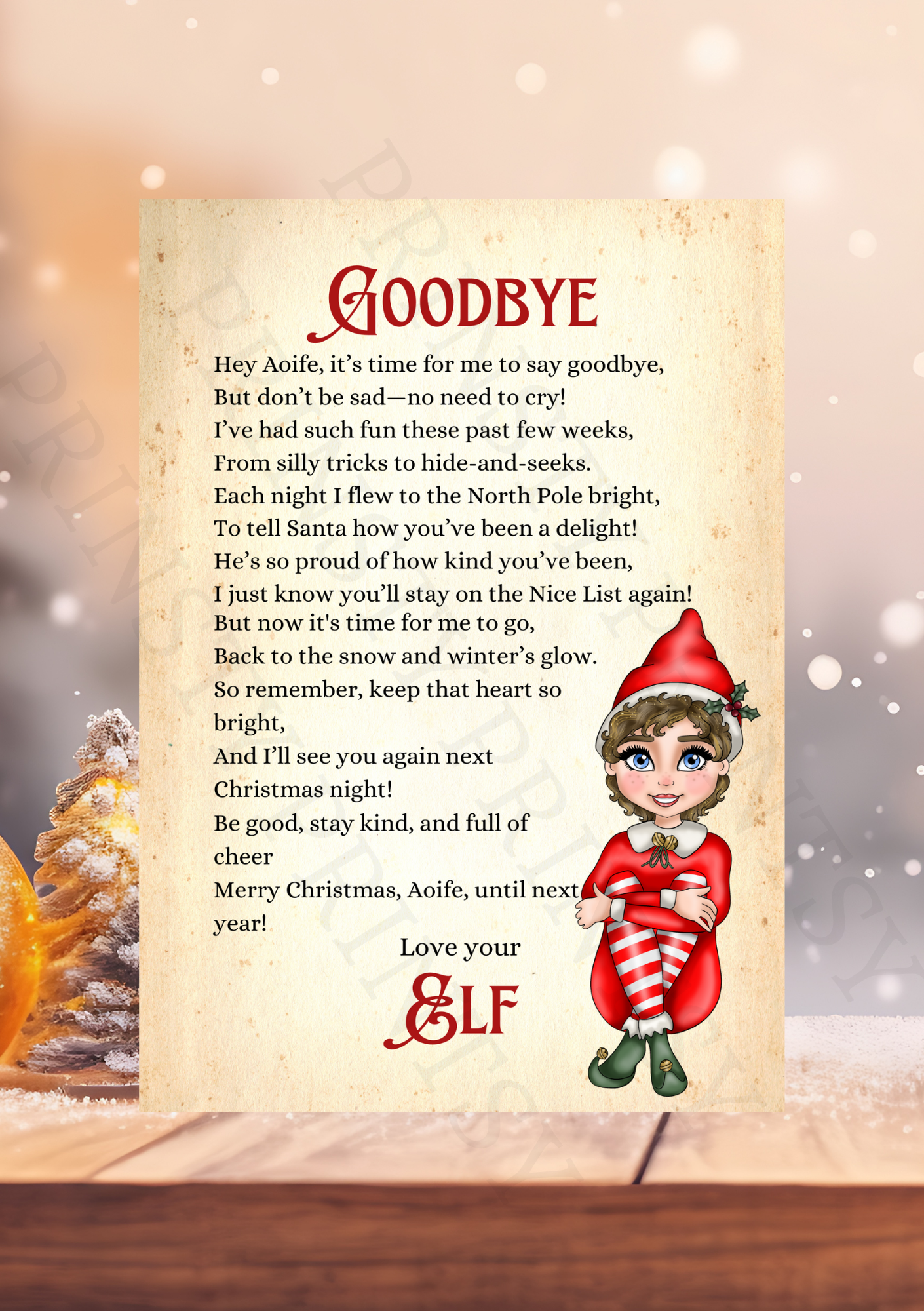 Goodbye Elf Letter