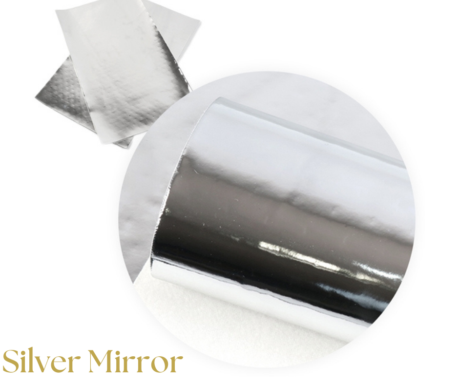 Silver Mirror Synthetic Leather Sheet