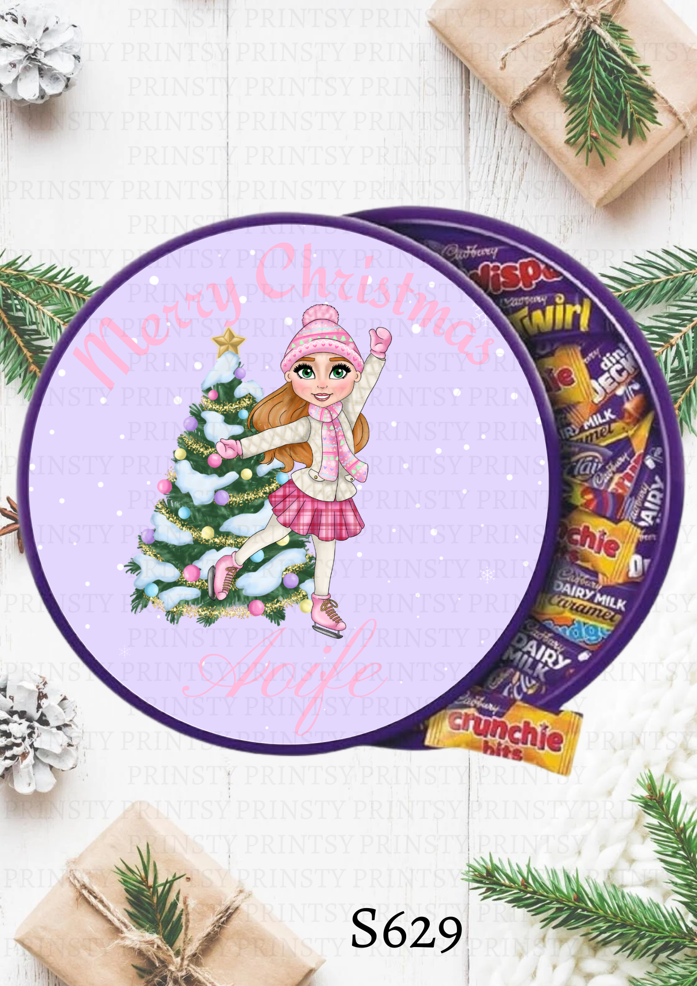 Ice Skating Dolly Chocolate Tub Sticker