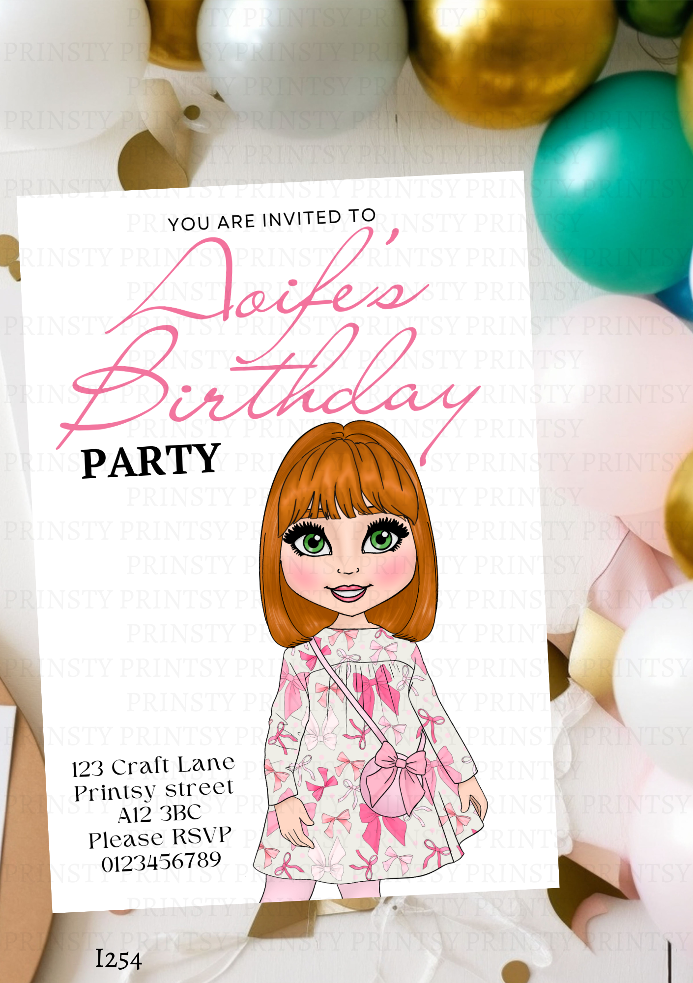 Bow Print Dolly Invite