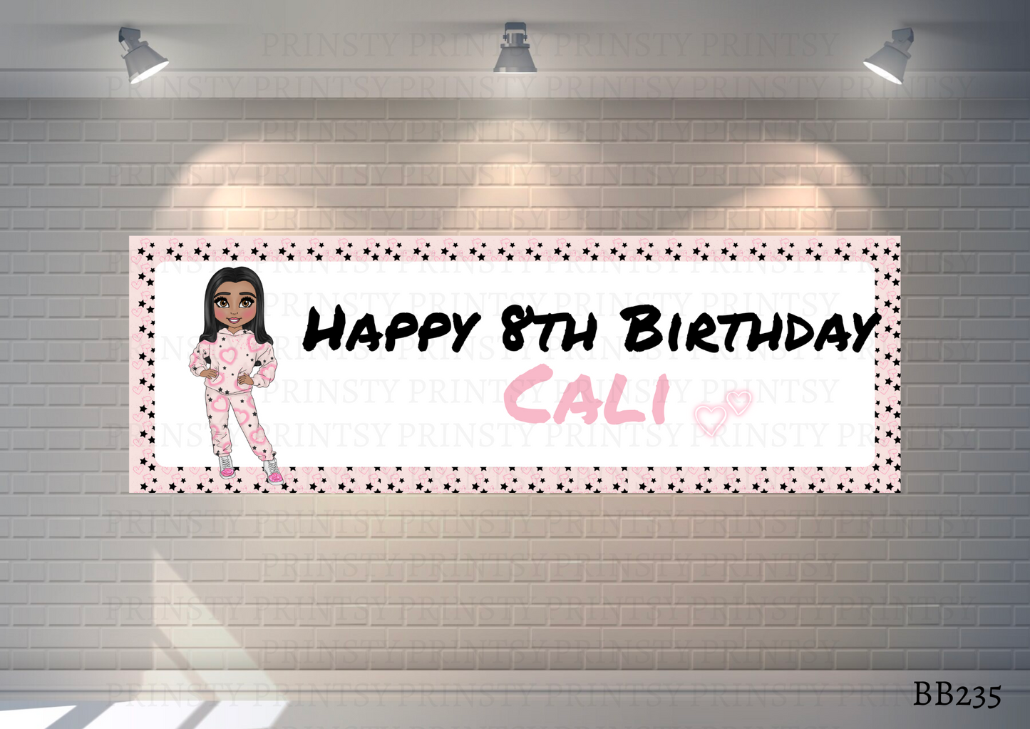 Pink Heart Graffiti Dolly Banner