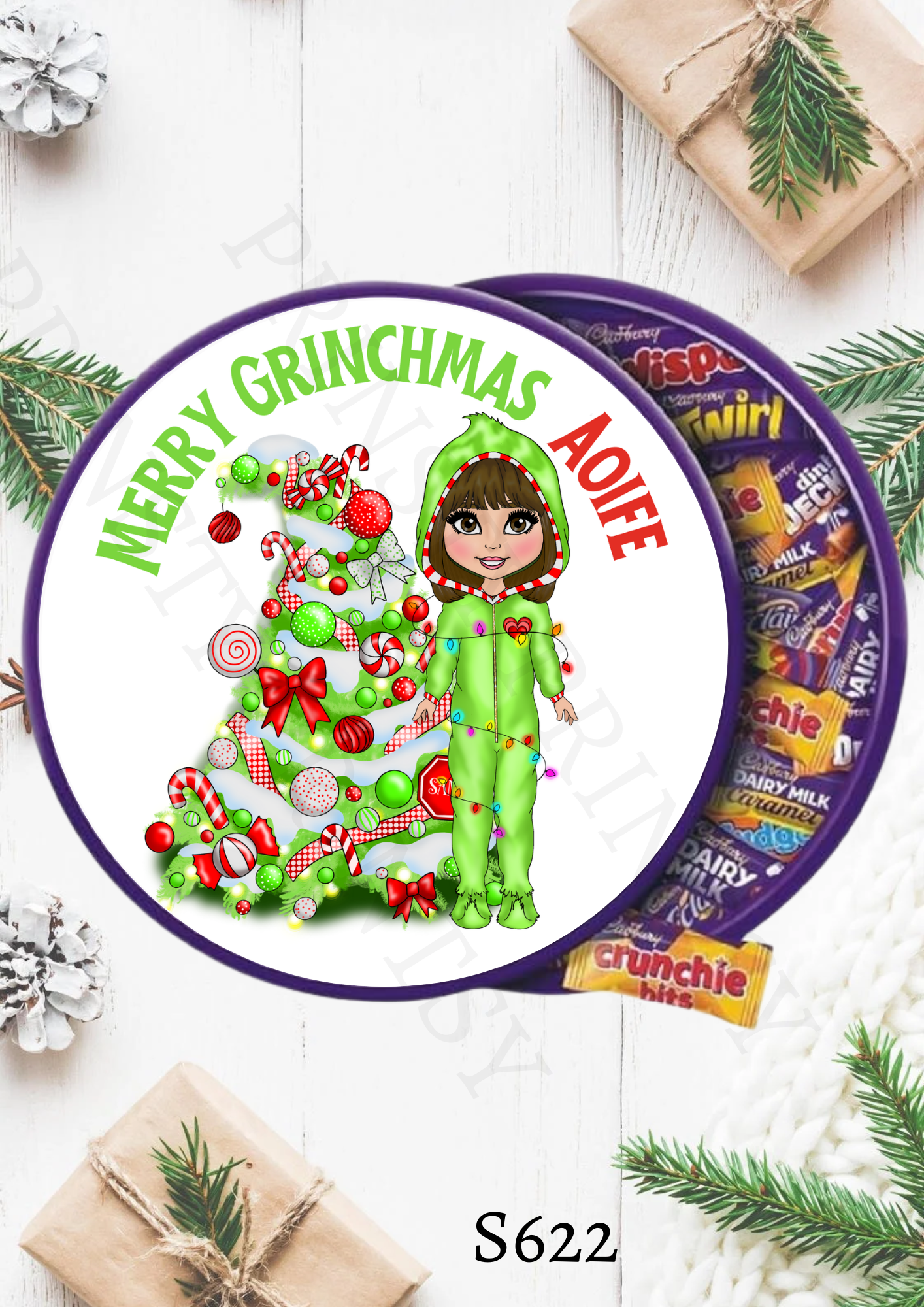 Christmas Dolly Chocolate Tub Sticker